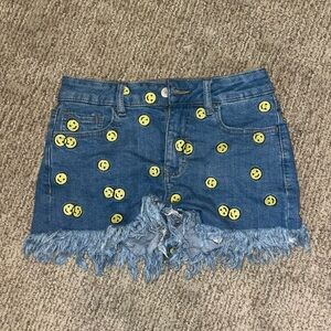 Altar'd State Blue Yellow Embellished Mini Shorts